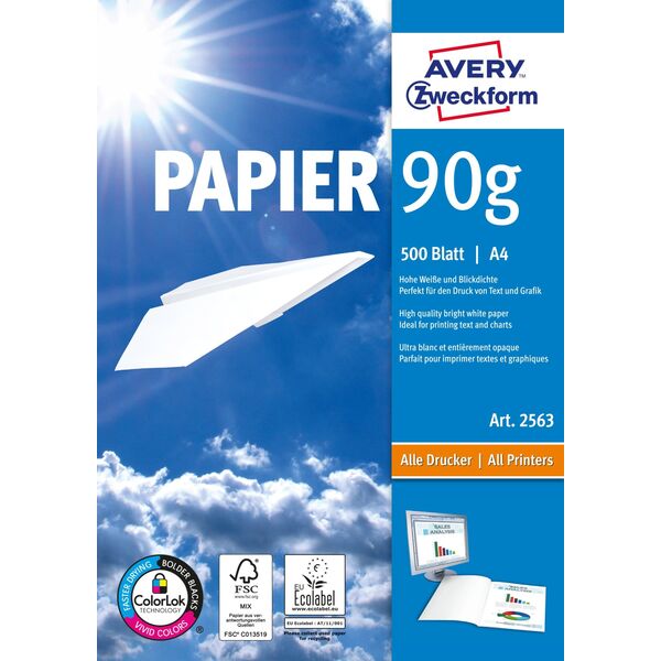 AVERY Avery Premium 2563 - Vit - A4 (210 x 297 mm) - 90 g/m² - 500 ark vanligt papper