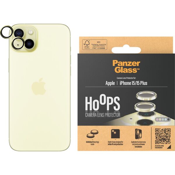 PanzerGlass PanzerGlass Hoops Camera Protector iPhone 15, 15 Plus Yellow