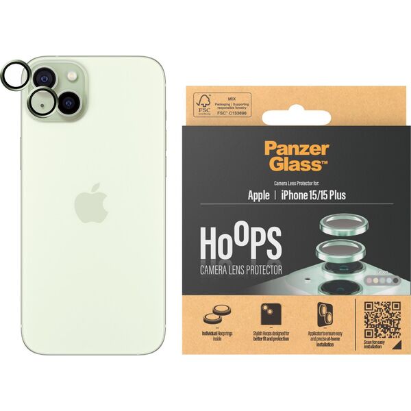 PanzerGlass PanzerGlass Hoops Camera Protector iPhone 15, 15 Plus Green