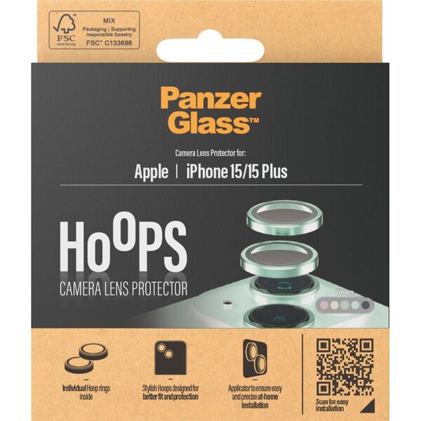 PanzerGlass PanzerGlass Hoops Camera Protector iPhone 15, 15 Plus Green