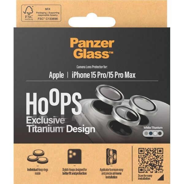 PanzerGlass PanzerGlass Hoops iPhone 15 Pro, Pro Max White Titanium