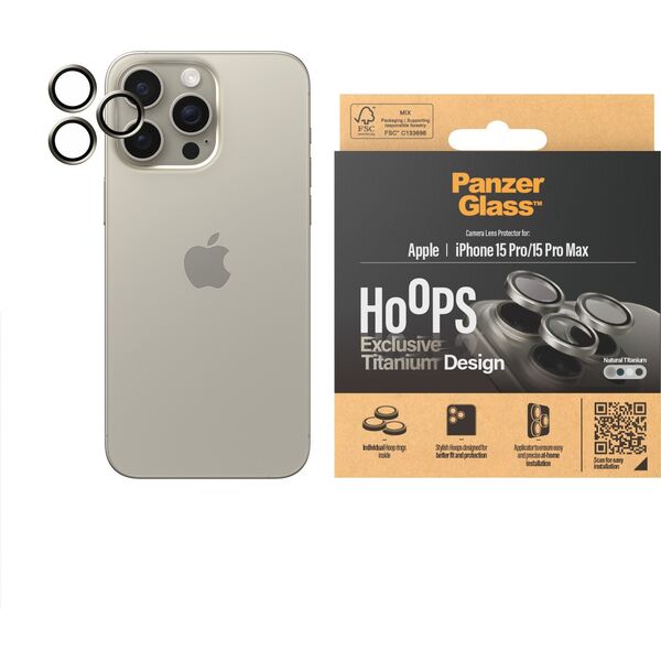 PanzerGlass PanzerGlass Hoops iPhone 15 Pro, Pro Max Natural Titanium