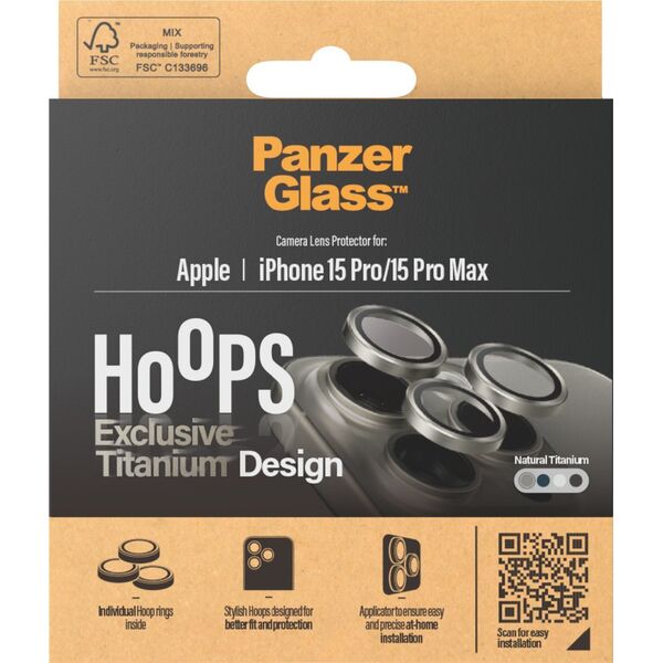 PanzerGlass PanzerGlass Hoops iPhone 15 Pro, Pro Max Natural Titanium