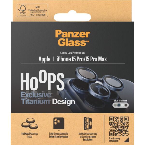 PanzerGlass PanzerGlass Hoops iPhone 15 Pro, Pro Max Blue Titanium