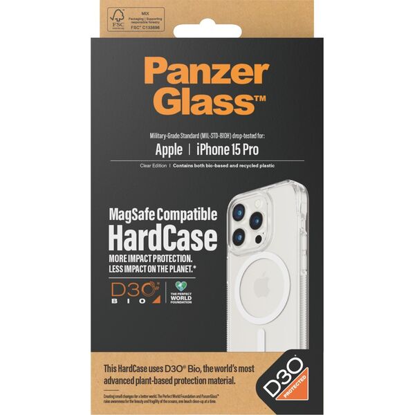 PanzerGlass PanzerGlass HardCase iPhone 15 Pro 6.1" D3O MagSafe 3xMilitary grade transparent 1181