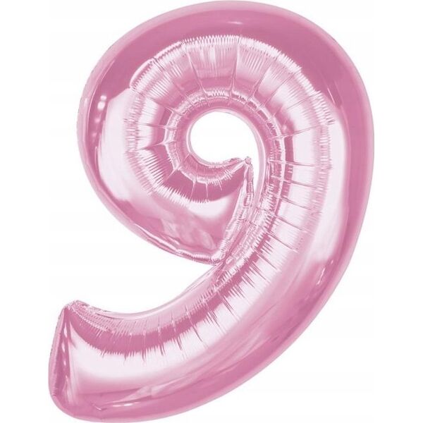 GoDan Balon foliowy cyfra 9 jasnoróżowa Smart 92cm