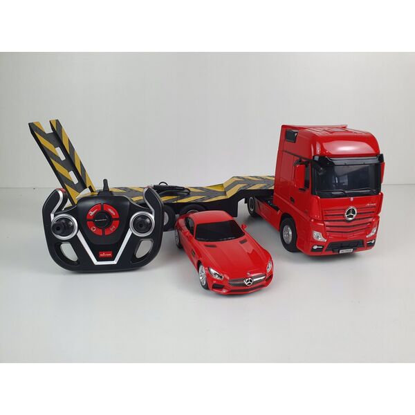 Rastar RASTAR truck with car RC Mercedes-Benz Actros Red/Yellow/Silver, 74940