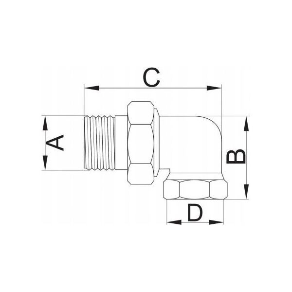 Hydroland BRASS ANGLE FLUSH 1/2" WITH O-RING (SR.K.15) H.// ŁM.ŚK.15.H 10599735 5900308730584