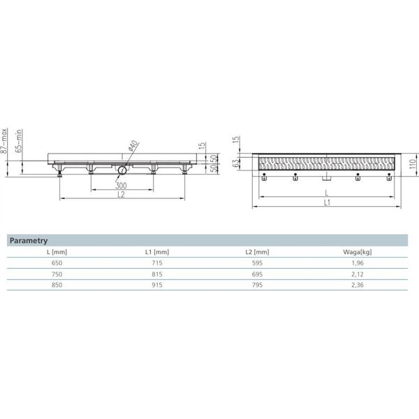 KAN-therm JOMOTech EXCLUSIVE WALL 40 ODP.LIN.650 FLIS CZARNY