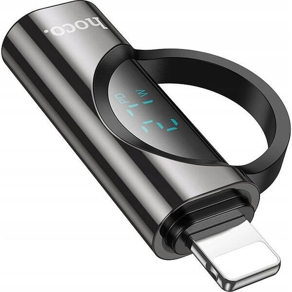 Προσαρμογέας USB Hoco Προσαρμογέας HOCO Lightning (αρσενικό) σε Τύπο C (θηλυκό) με οθόνη 2.4A 27W UA32B μαύρη 14395561 6942010000000