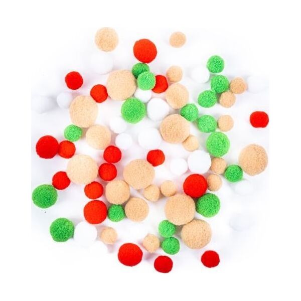 DP Craft Pompony pluszowe DPCRAFT mix jolly christmas, 80 szt.