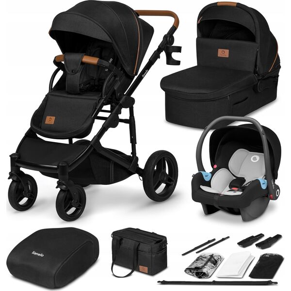 Wózek Lionelo Universalus vežimėlis Lionelo Mari Tour 3in1, black onyx