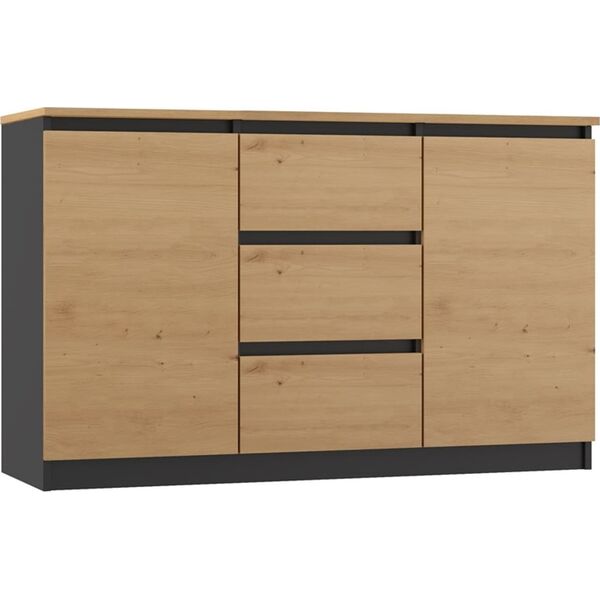 Topeshop Komoda Malwa 2D3S/BA ANTRACYT ARTISAN