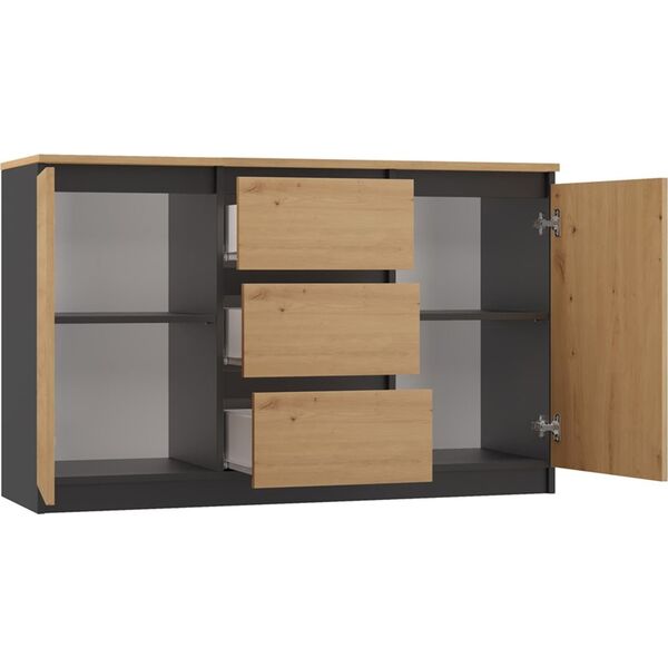 Topeshop Komoda Malwa 2D3S/BA ANTRACYT ARTISAN