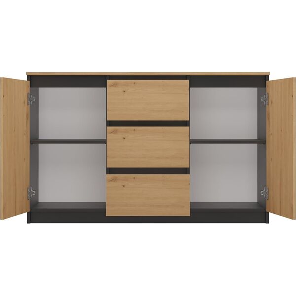 Topeshop Komoda Malwa 2D3S/BA ANTRACYT ARTISAN