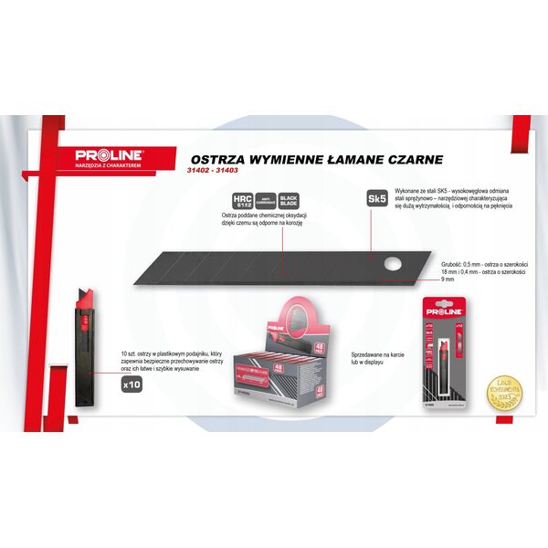 Pro-Line OSTRZE WYMIENNE 18*0,5MM SK5 SZT.10 CZARNE DISPLAY PROLINE