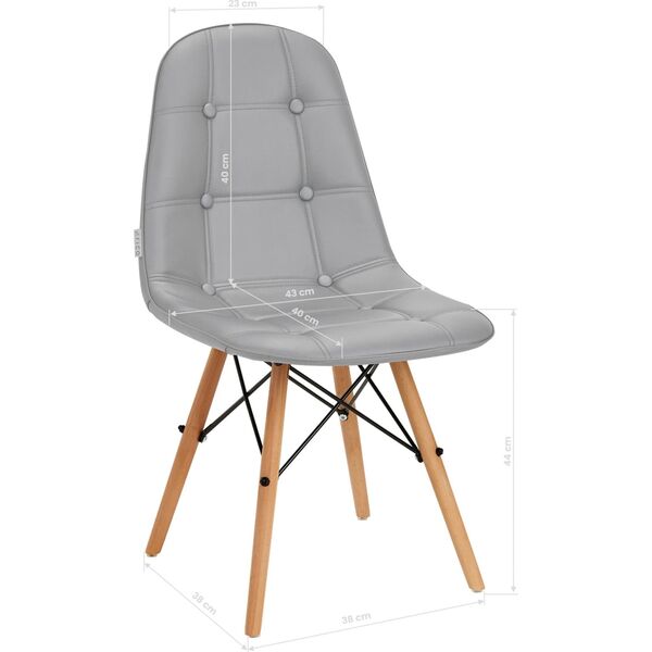 Activeshop 4Rico Krzesło skandynawskie QS-185 eco skóra szare