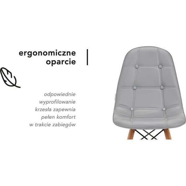 Activeshop 4Rico Krzesło skandynawskie QS-185 eco skóra szare