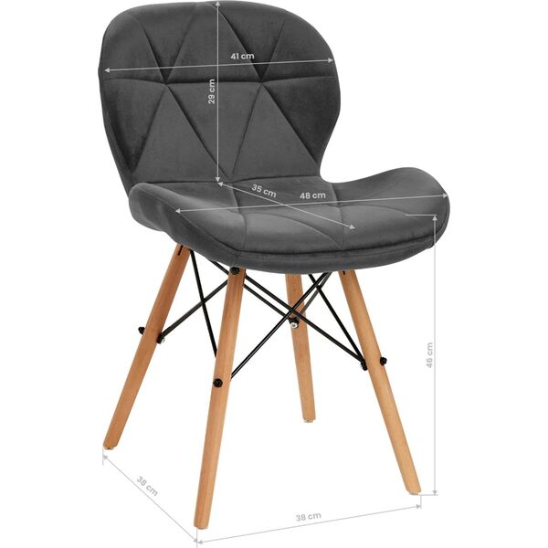 Activeshop 4Rico Krzesło skandynawskie QS-186 aksamit szare