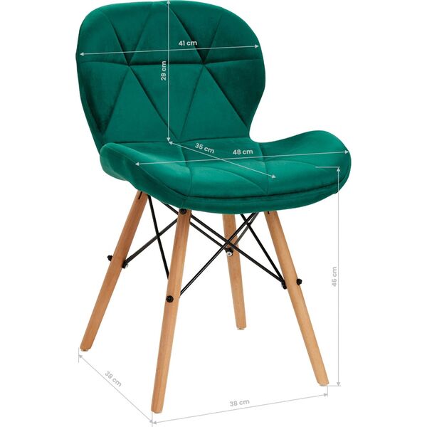 Activeshop 4Rico Krzesło skandynawskie QS-186 aksamit zielone