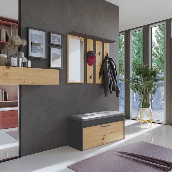 Topeshop Garderoba Parma Antracyt/artisan Lumarko!