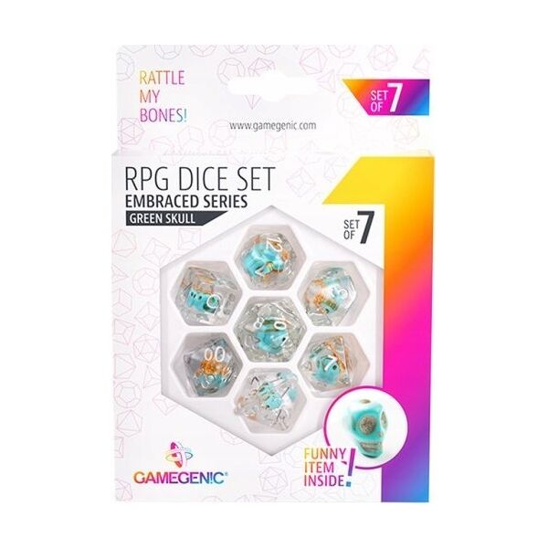 Gamegenic Gamegenic: Embraced Series - RPG Dice Set - Green Skull