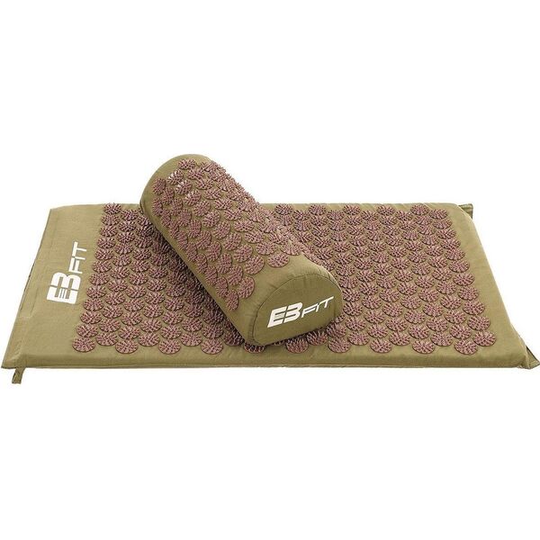 Eb Fit MATA Z PODUSZKĄ DO AKUPRESURY JOGI MASAŻU ZIELONO BRĄZOWA 68x42x2CM EB FIT
