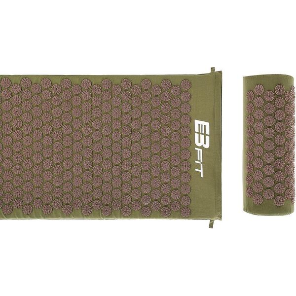 Eb Fit MATA Z PODUSZKĄ DO AKUPRESURY JOGI MASAŻU ZIELONO BRĄZOWA 68x42x2CM EB FIT