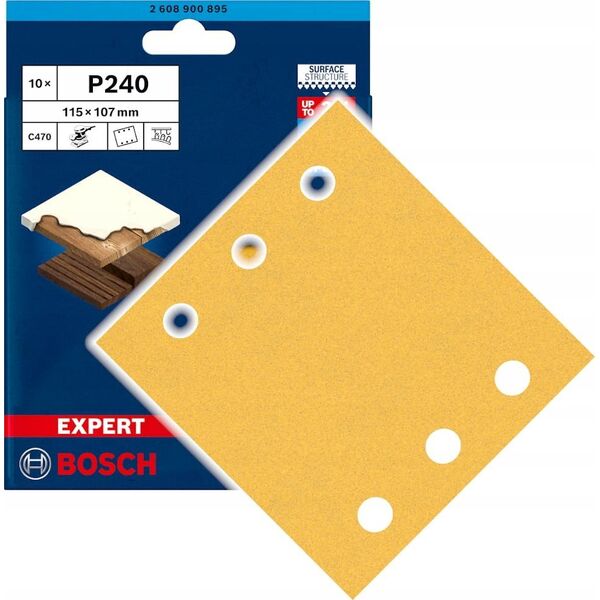 Bosch Bosch Expert C470 - Schleifpapier - für Hartholz, Farbe auf Holz - 10 Stücke - rechteckig - Körnung: P240 - 115 mm x 107 mm