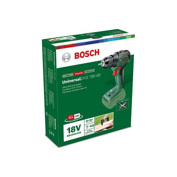 Wiertarko-wkrętarka Bosch Bosch cordless drill/driver UniversalDrill 18V-60 (green/black, 2x Li-ion batteries 2.0Ah, case, POWER FOR ALL ALLIANCE)