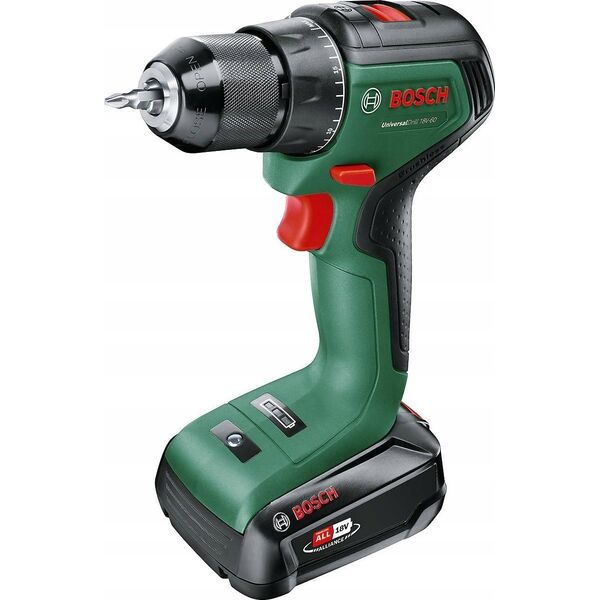 Wiertarko-wkrętarka Bosch Bosch cordless drill/driver UniversalDrill 18V-60 (green/black, 2x Li-ion batteries 2.0Ah, case, POWER FOR ALL ALLIANCE)