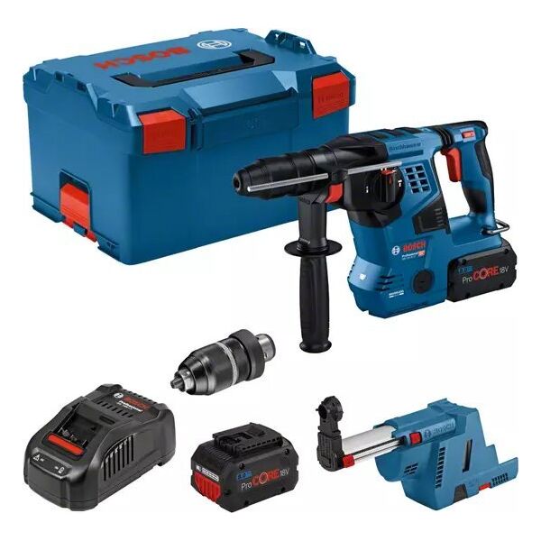 Młotowiertarka Bosch Bosch cordless hammer drill GBH 18V-28 CF Professional, with GDE 18V-16 (blue/black, 2x battery ProCORE18V 8.0Ah, Bluetooth, in L-BOXX)
