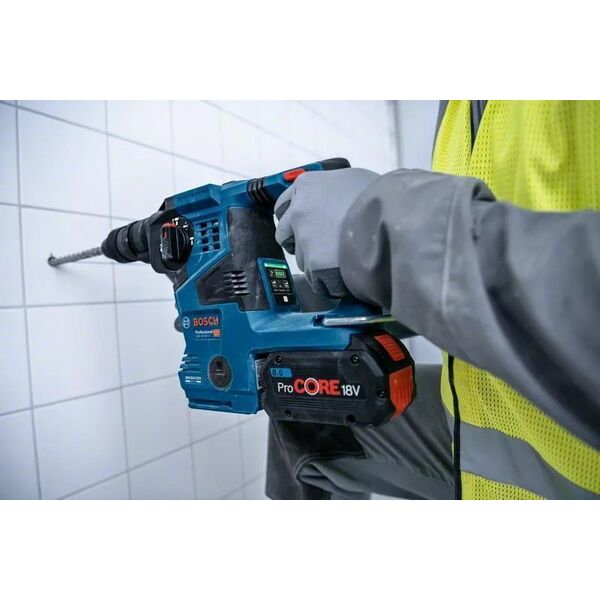 Młotowiertarka Bosch Bosch cordless hammer drill GBH 18V-28 CF Professional, with GDE 18V-16 (blue/black, 2x battery ProCORE18V 8.0Ah, Bluetooth, in L-BOXX)