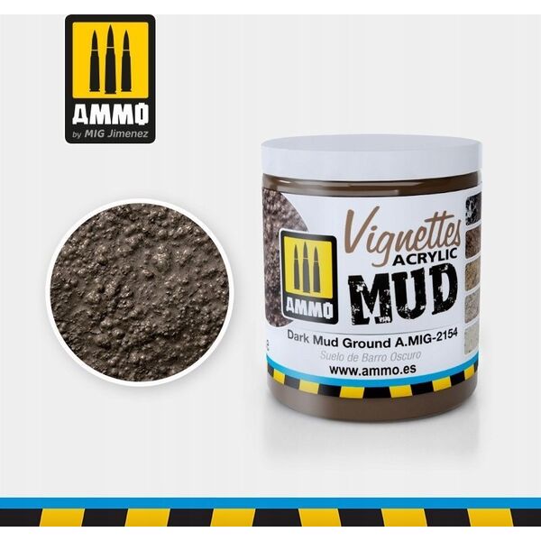 Vallejo Ammo: Acrylic Mud - Vignettes - Dark Mud Ground (100 ml)