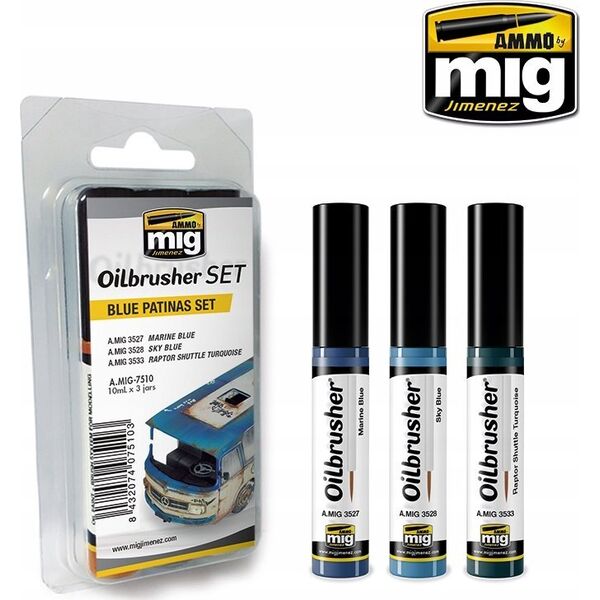 Vallejo Ammo: Oilbrusher Set - Blue Patinas Set