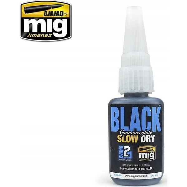 Vallejo Ammo: Black Slow Dry Cyanoacrylate (21 g)