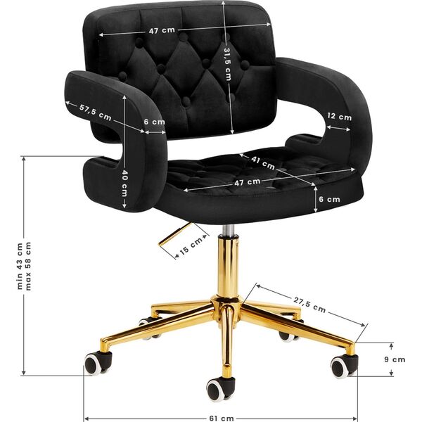 Activeshop 4Rico Krzesło obrotowe QS-OF213G aksamit czarne