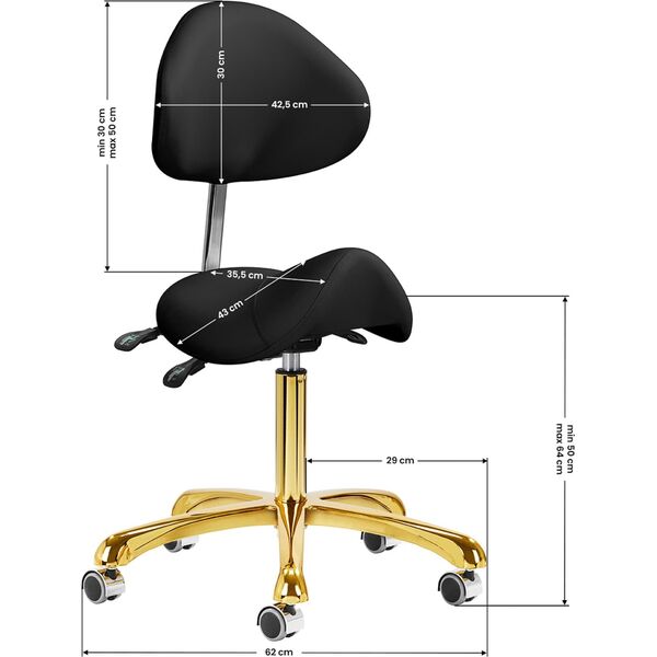 Activeshop Taboret kosmetyczny 1004 Giovanni złoto czarny