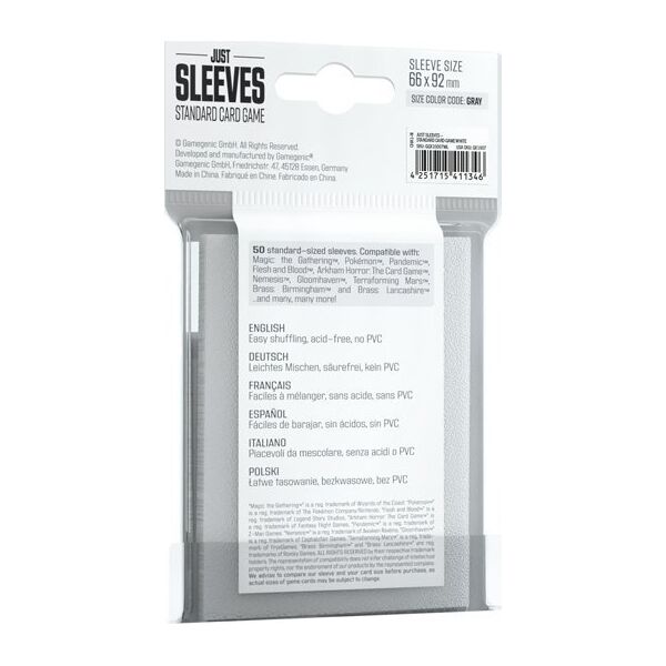 Gamegenic Gamegenic: Just Sleeves - Standard Card Game Sleeves (66x91 mm), Bia³e, 50 sztuk