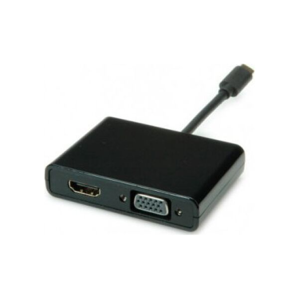 Adapter AV Secomp STANDARD Typ C - adapter HDMI/VGA, M/F, czarny, 0,1 m