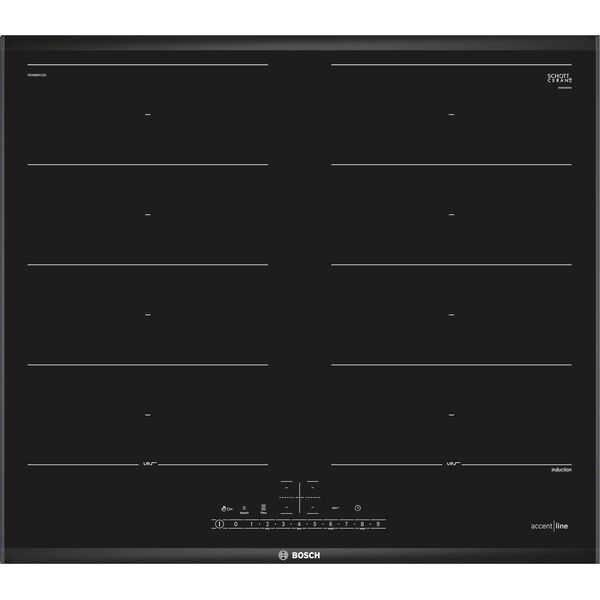Płyta grzewcza Bosch Bosch Serie 6 PXX695FC5E, Black, Built-in, 60 cm, Zone induction hob, Glass-ceramic, 4 zone(s)