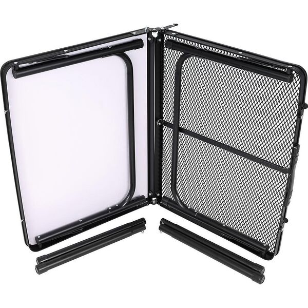 vidaXL STOLIK TURYSTYCZNY SKŁADANY KEMPINGOWY 90X60X36-68CM SIATKA STALOWA DREWNO