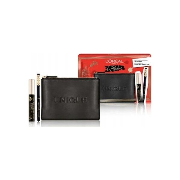 L OREAL Atelier Kit Set L'Oreal Paris: Lash Paradise, Volumizing & Lengthening, Mascara, Extra Black, 6.4 ml + Paradise, Kajal Eye Pencil, 1.2 g + Makeup Bag, Black For Women