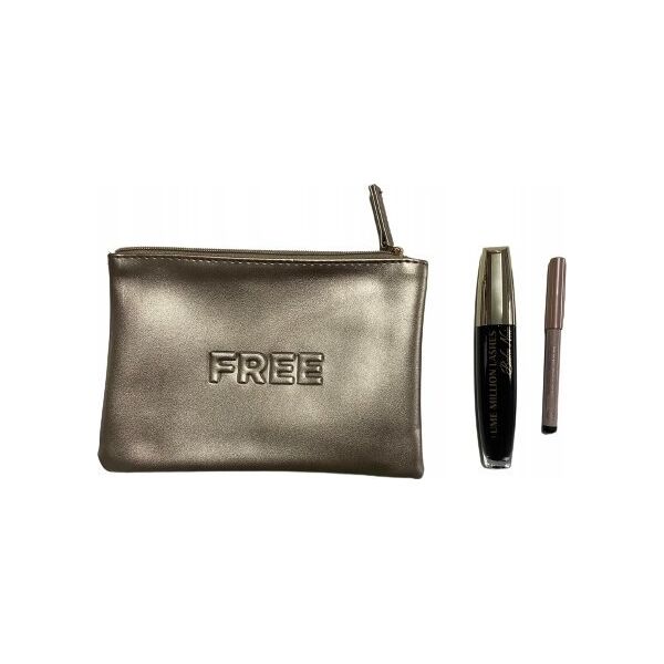 L OREAL Atelier Kit Set L'Oreal Paris: Volume Million Lashes, Volumizing & Lengthening, Mascara, Black, 8.9 ml + Paradise, Kajal Eye Pencil, 1.2 g + Makeup Bag, Gold For Women