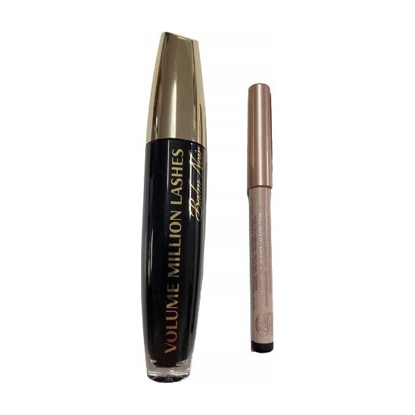 L OREAL Atelier Kit Set L'Oreal Paris: Volume Million Lashes, Volumizing & Lengthening, Mascara, Black, 8.9 ml + Paradise, Kajal Eye Pencil, 1.2 g + Makeup Bag, Gold For Women