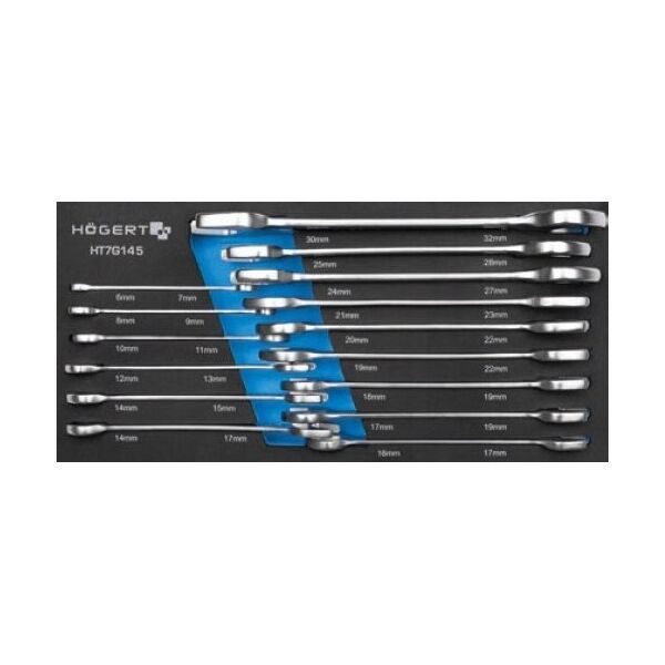 Högert Technik HOGERT SET OF COMBINATION WRENCHES WITH JOINT 14 pcs., EVA INSERT