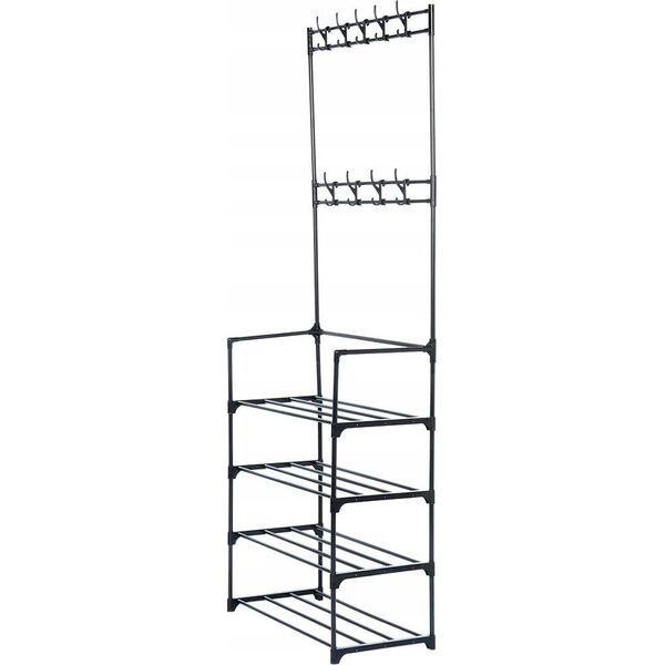 Vilde Wieszak na ubrania z regałem na buty metalowy czarny 57x28x156 cm