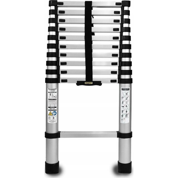 AWTools DRABEST ALUMINUM TELESCOPIC LADDER 11 steps 3.2 m HOME 125 kg