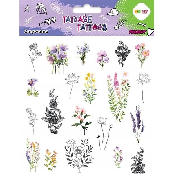 BaByliss Tatuaże zmywalne Flowers HAPPY COLOR