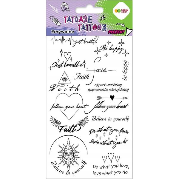 BaByliss Tatuaże zmywalne Words HAPPY COLOR
